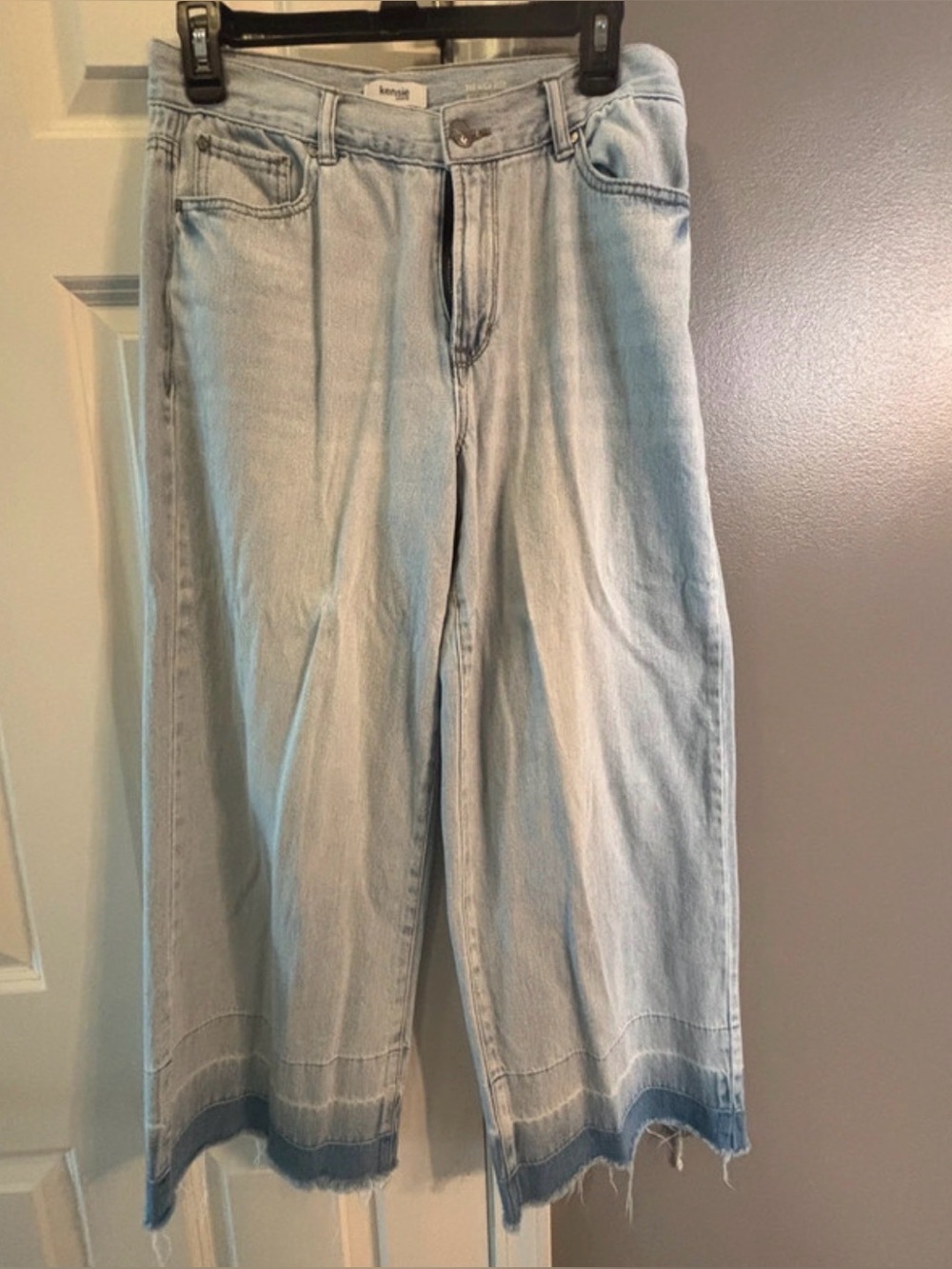 Levi's Light Blue Wide Leg Cropped Jeans with Dark Hem